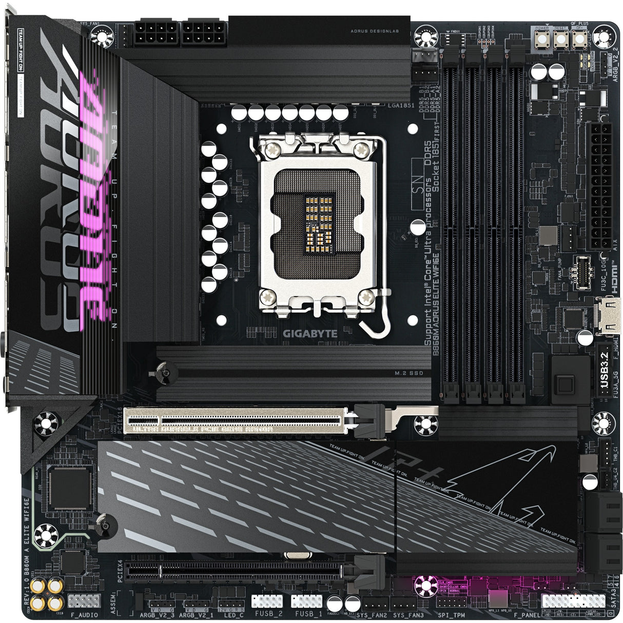 Carte mère Gigabyte B860M AORUS Elite WiFi 6E Socket 1851 (noir, RAID, 2,5 Go LAN, WiFi 6E, BT, Sound, µATX)