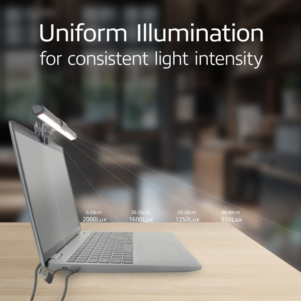 Act Connectivity Barre lumineuse LED à clipser pour ordinateur portable à intensité variable (noir, alimenté par USB, 3000 K-6500 K)