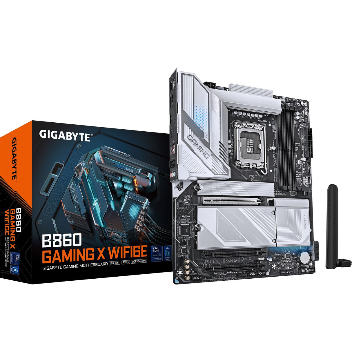 Gigabyte B860 Gaming x WiFi6e, ATX, LGA1851, Intel B860, 4x DDR5, 2,5 GBE, Wi-Fi 6e, USB4, USB-C