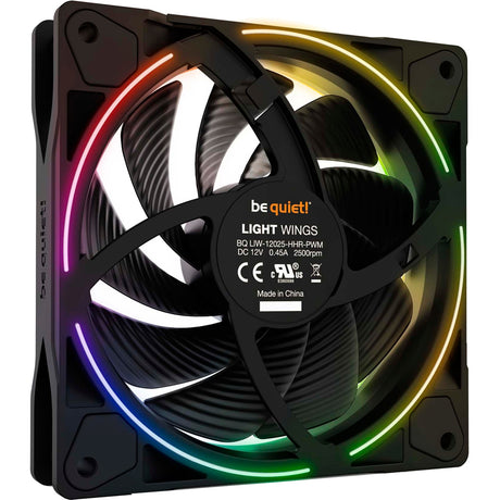 Soyez silencieux! Light Wings PWM Ventilateurs de boîtier RVB haute vitesse (noir, 3 pièces, 120 x 120 x 25 mm)