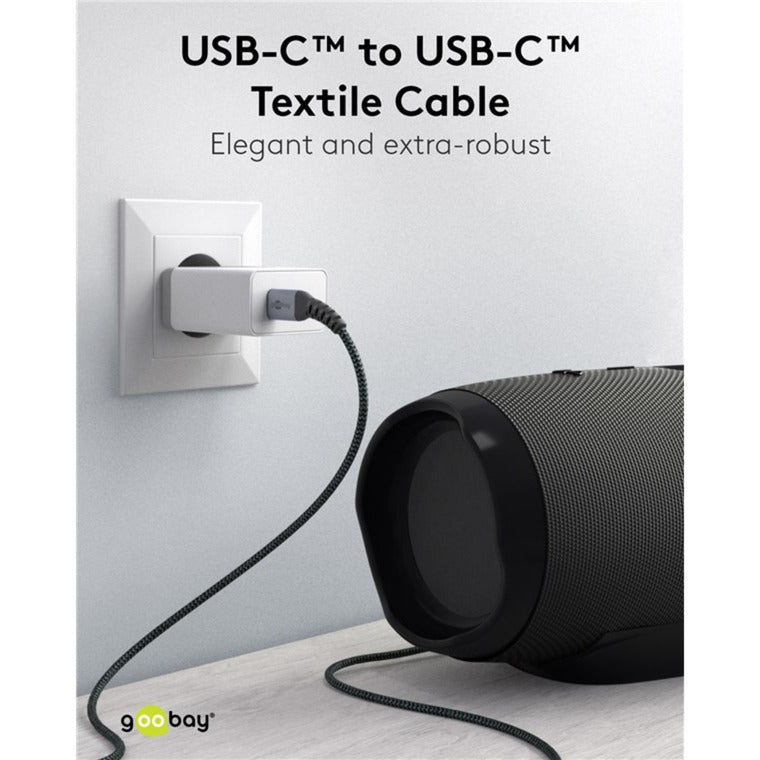 Goobay Chargeur rapide USB-C nano (65 W) et câble textile USB-C