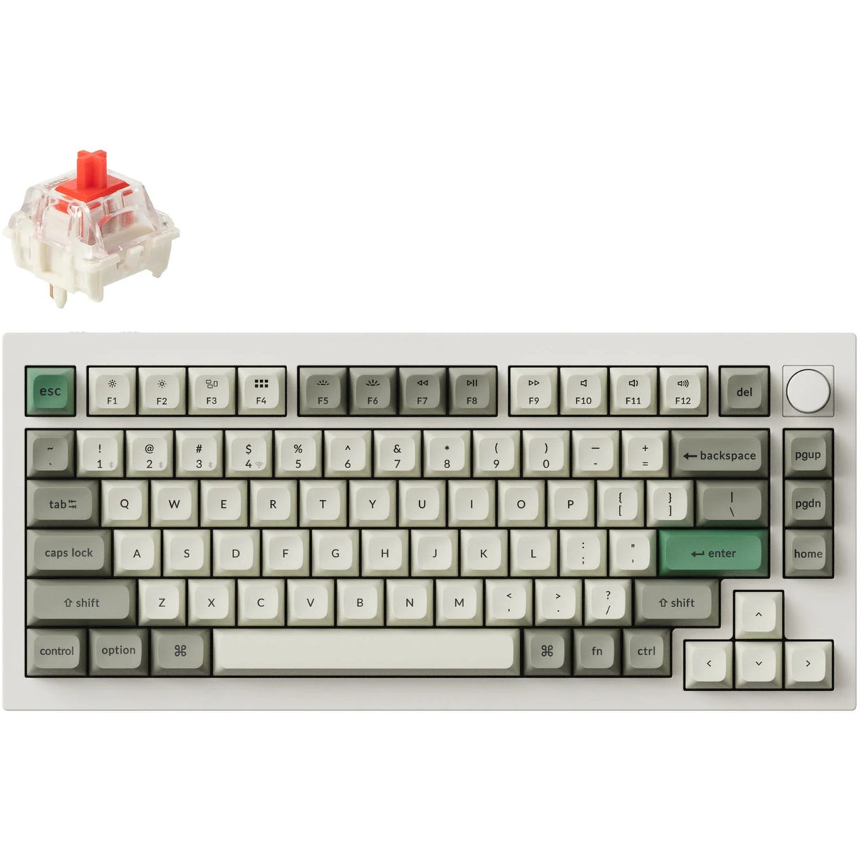 Clavier mécanique Keychron Q1 Max-P1 RGB (blanc, disposition américaine (QWERTY), Gateron Jupiter Red, 75 %, LED RVB, PBT double-shot KSA, échange à chaud, bouton, 2,4 GHz | Bluetooth 5.1 | USB-C)