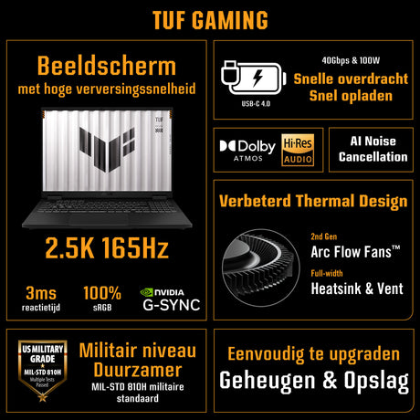 Ordinateur portable de jeu Asus tuf gaming a16 fa608up-rv017w 16 (gris noir | r7 260 | rtx 5070 | 16 go | SSD 1 to)