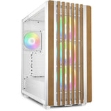 Boîtier tour midi Sharkoon rebel c70g rgb (couleur bois blanc | 2x usb-a | 1x usb-c | rgb | verre trempé)