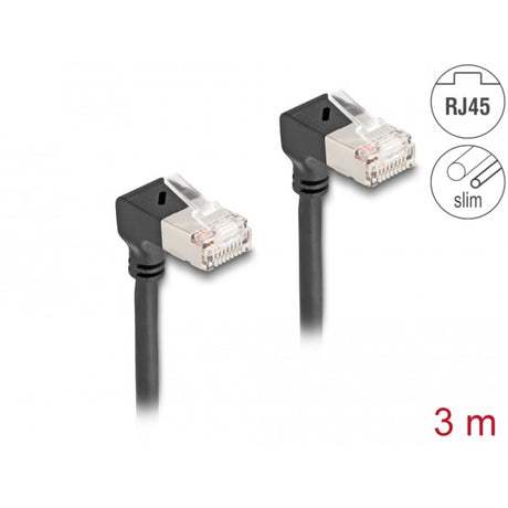 Delock câble réseau rj45 cat.6a s ftp slim 90° coudé vers le bas câble de 3 m (noir)