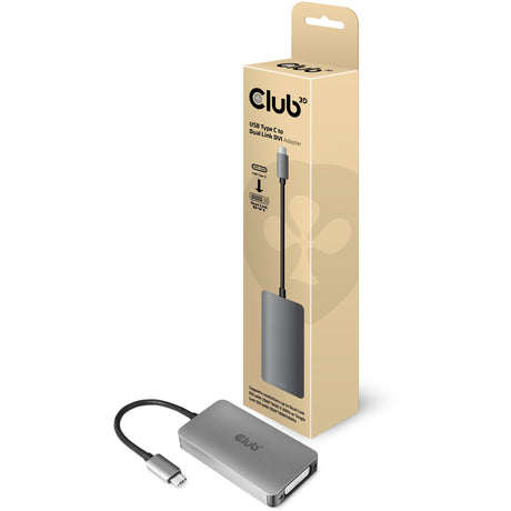 Club 3D Adaptateur actif USB Type C vers DVI-I Dual Link (Gris, CAC-1510)