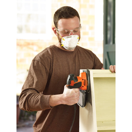 Ponceuse de détail de souris Black+decker 120 watts ponceuse delta ka2500k-qs (orange noir, accessoires et étui inclus)