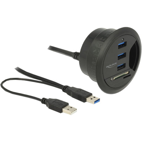 Delock hub de bureau 3 ports USB 3.0 + 2 emplacements lecteur de carte SD lecteur de carte