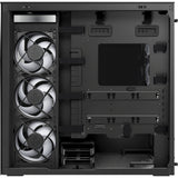 Boîtier tour midi Arctic xtender (noir (mat) | 2x USB-A | 1x USB-C | RVB | verre trempé)