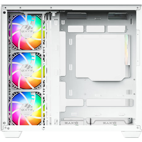 Boîtier tour midi Xyz pc gear tesseract x (blanc | 2x USB-A | 1x USB-C | verre trempé)