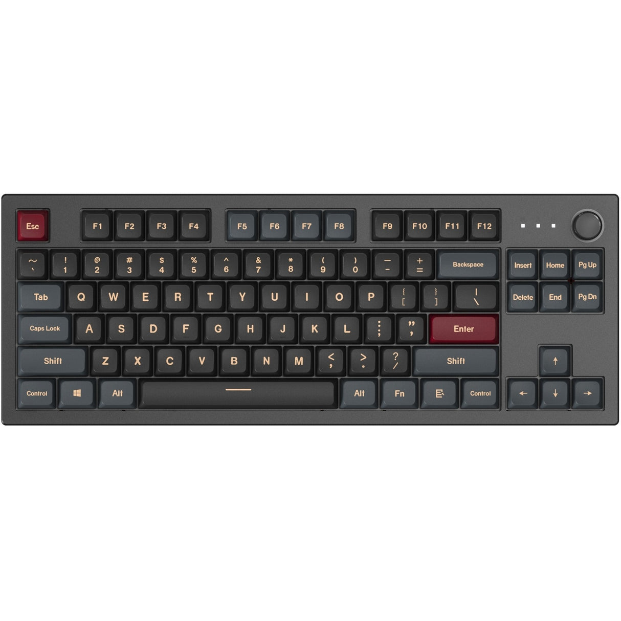 Clavier mécanique Montech mkey dark tkl rgb (noir, disposition américaine (qwerty), gateron g pro jaune, 80 % (tkl), remplaçable à chaud, rgb, pbt)