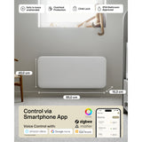 Panneau chauffant WiFi Mill Steel pa1500wifi4a, convecteur 1500 watts (blanc, WiFi 2,4 GHz (WiFi 6), Bluetooth 5.2, ZigBee 3.0 + application)