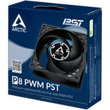Ventilateur de boîtier Arctic p8 pwm pst (noir, 80 x 80 x 25 mm)