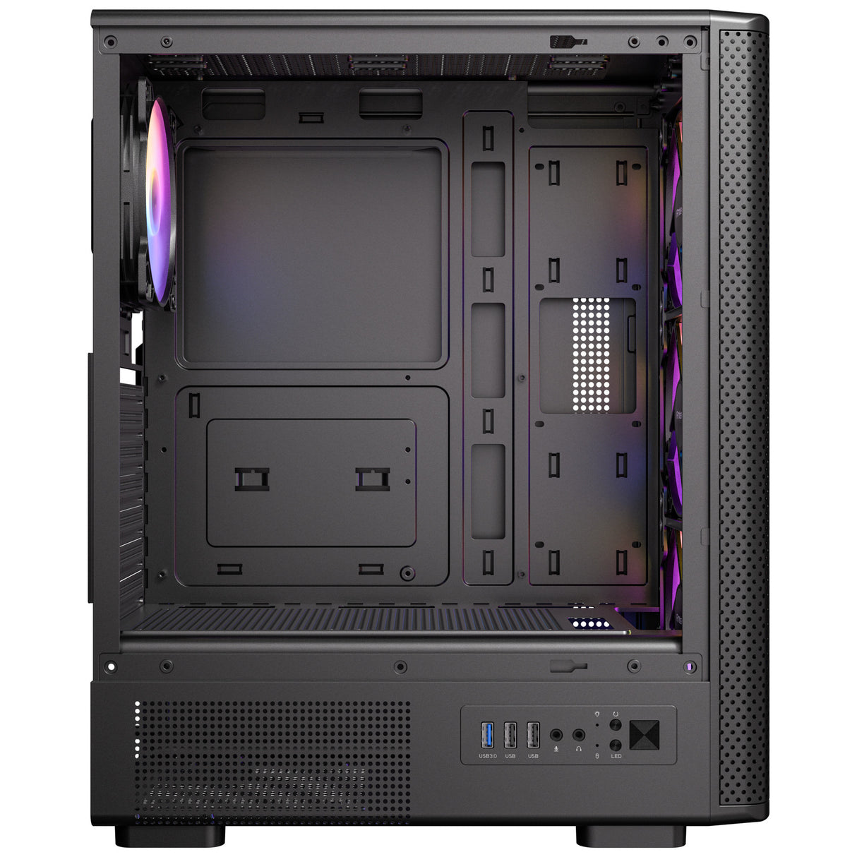 Boîtier tour midi Antec vx310 argb (noir | 3x usb-a | verre trempé)