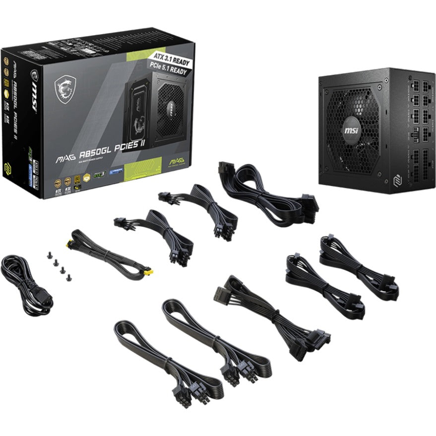 Alimentation modulaire MSI Mag A850GL PCIe5 II 850 watts (noir, 1x 12V-2x6, 4x PCIe)