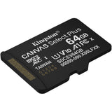 Kingston canvas select plus 64 gb microsdxc geheugenkaart (zwart, uhs-i u1, class 10, v10)