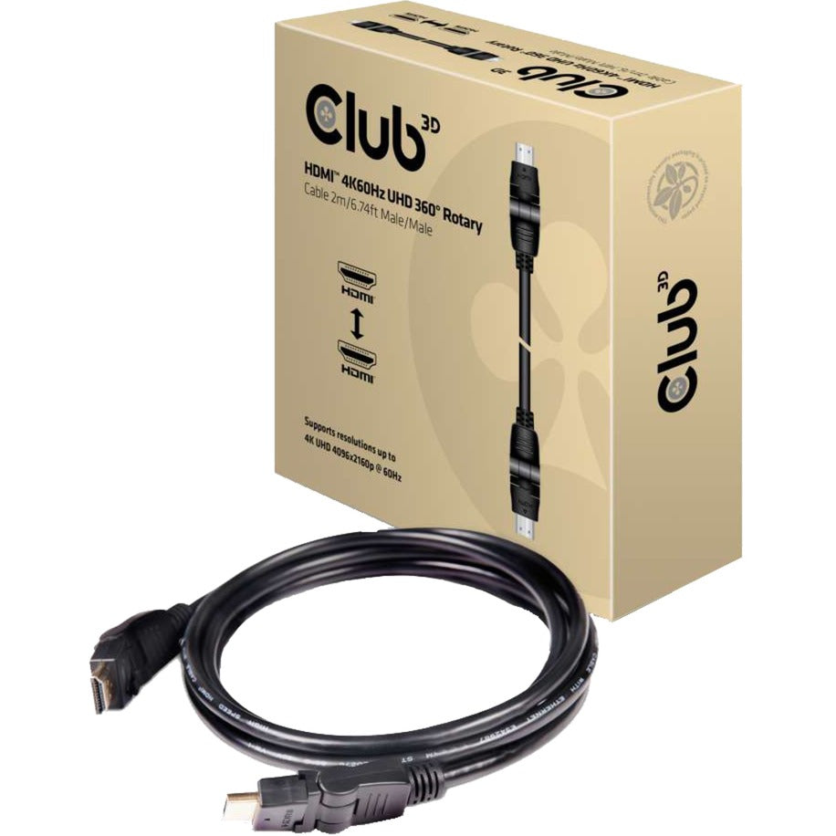 Câble rotatif Club 3D HDMI 2.0 360° (noir, 2 mètres, 4K 60Hz)