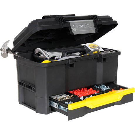 Case d'outils Stanley 19 avec verrouillage de pression et tiroir