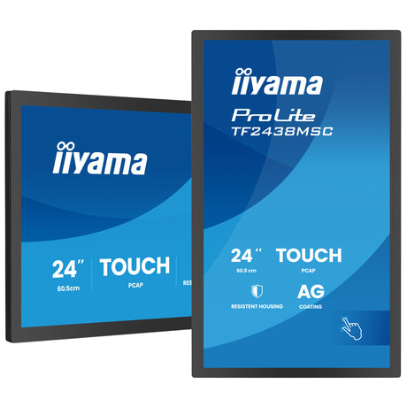 Iiyama prolite tf2438msc-b2 23.8 monitor (zwart, 120 hz, hdmi, displayport, audio, usb, touch)
