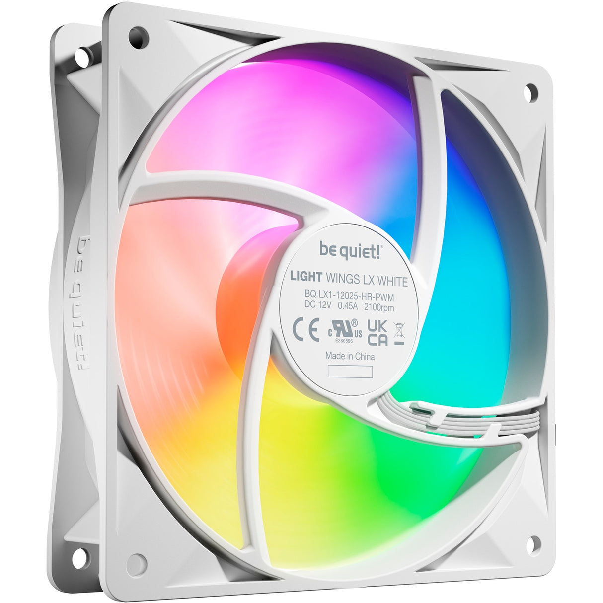 Soyez silencieux! Light Wings LX PWM Ventilateurs de boîtier RGB haute vitesse (blanc, 3 pièces, 120 x 120 x 25 mm)