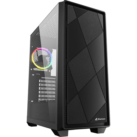 Boîtier tour midi noir Sharkoon vs8 rgb (noir | 2x usb-a | 1x usb-c | rgb | verre trempé)