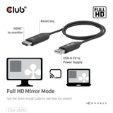Adaptateur émetteur et récepteur sans fil USB-C vers HDMI Club 3D (noir)