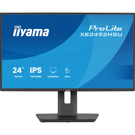 Moniteur Iiyama prolite xb2492hsu-b1 24 (noir (mat), HDMI, port d'affichage, 2x USB-A, USB-B, 120 Hz)