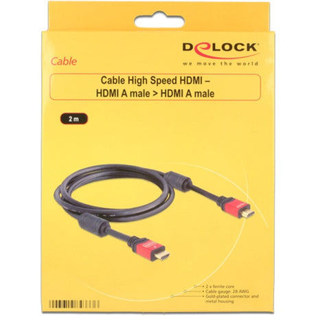 Delock câble HDMI haute vitesse – HDMI a mâle > HDMI a mâle (noir, 2 mètres)