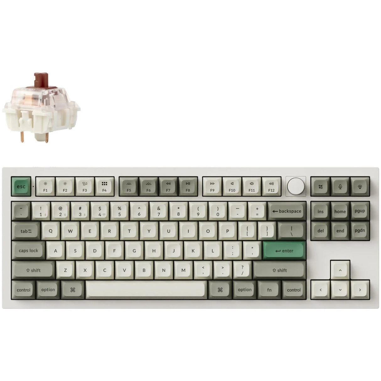 Clavier mécanique Keychron Q3 Max-P3 RGB (blanc, disposition américaine (QWERTY), Gateron Jupiter Brown, 80 % (TKL), LED RVB, PBT double-shot KSA, échange à chaud, bouton, 2,4 GHz | Bluetooth 5.1 | USB-C)