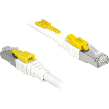 Delock câble patch s stp, rj-45 sécurisé avec cat.6a (blanc, 85330, 0,5 mètres)