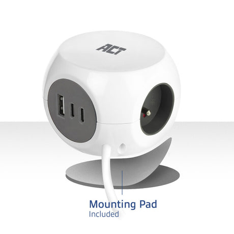 Act Connectivity Act Multiprise Cube avec 3 prises, alimentation 30 W, ports USB-C A, longueur de câble 1,5 m AC2425