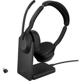 Jabra évolue2 55, incl. support de chargement pour casque supra-auriculaire (noir, stéréo, uc, usb-c, link380c)