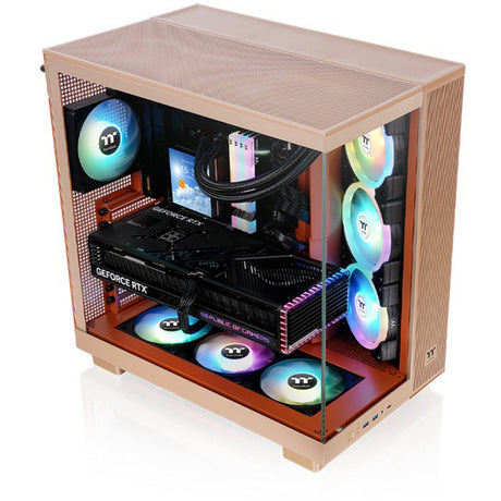 Boîtier tour midi Thermaltake View 380 XL TG ARGB Gravel Sand (marron clair | 2x USB-A | 1x USB-C | RVB | fenêtre)