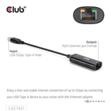 Adaptateur Club 3D USB-A vers RJ45 Ethernet 5 Gbit/s (noir)
