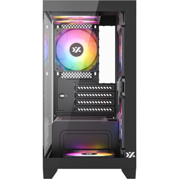 Boîtier tour midi Xyz pc gear Titanium View Lite (noir | 2x USB-A | verre trempé)