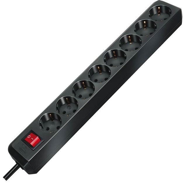 Brennerstuhl prise eco-line avec interrupteur 8 voies noir 3m h05vv-f 3g1.5 - 1159300018