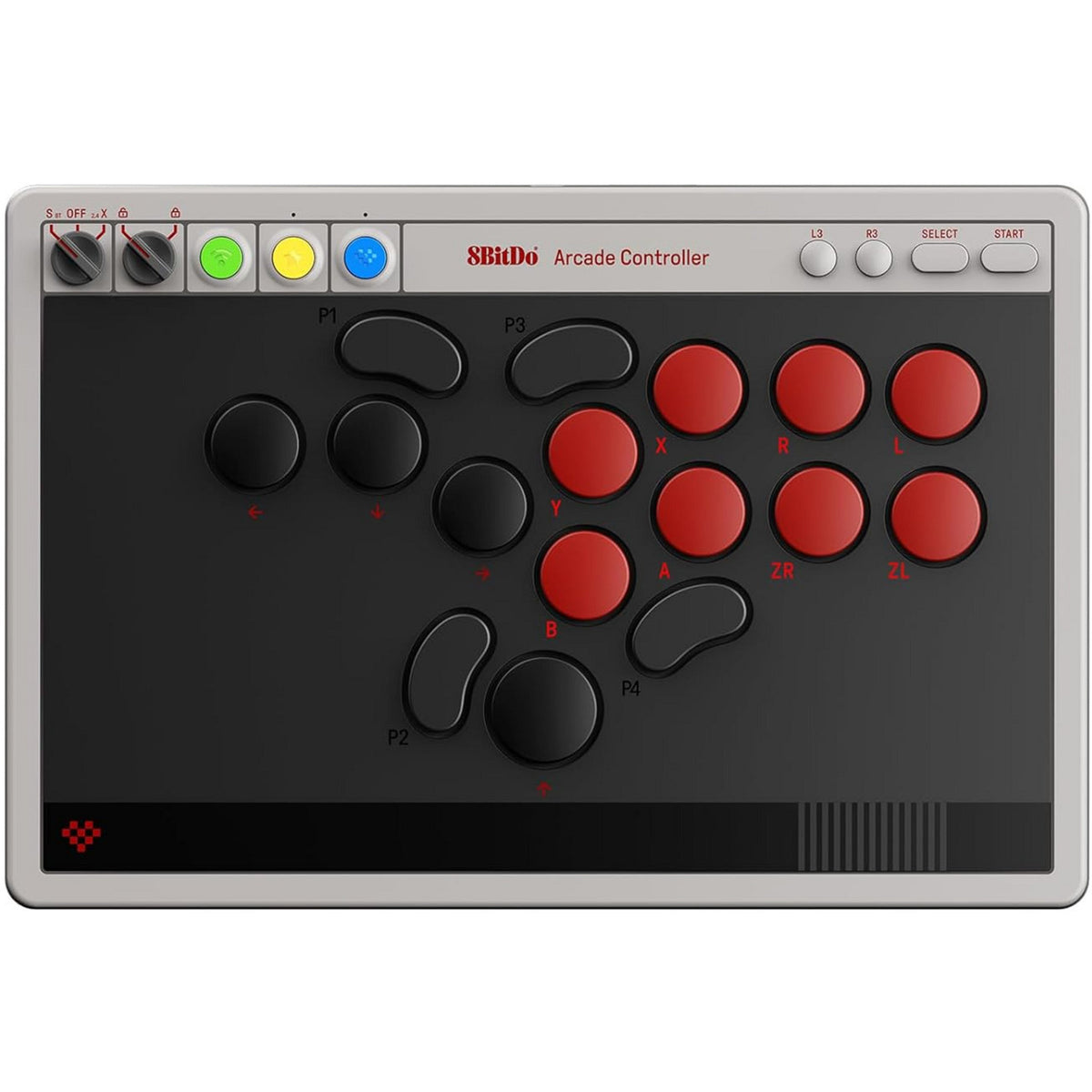 Contrôleur d'arcade 8bitdo (gris rouge, usb bluetooth 2,4 ghz, nintendo switch 1 + 2, pc)