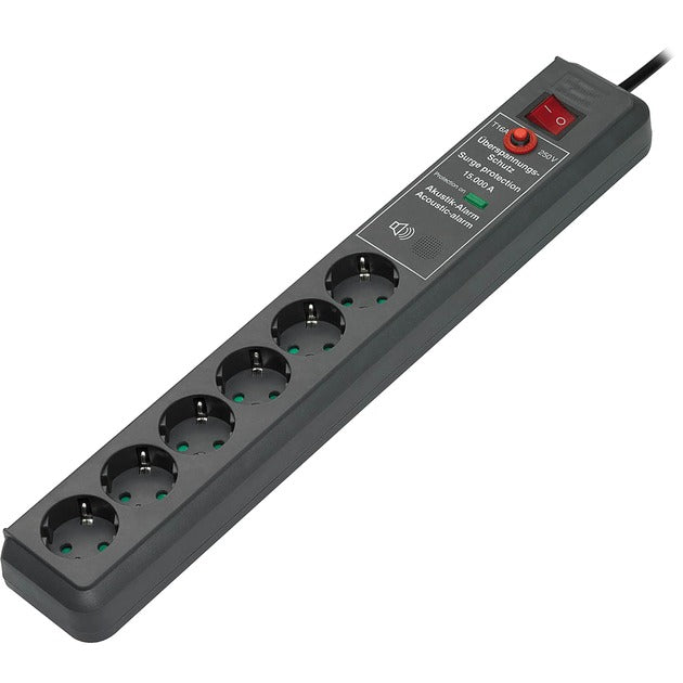 Brennerstuhl secure-tec 19500a + protection contre les surtensions 6x prise (anthracite, 1159540376, pour 6 fiches)