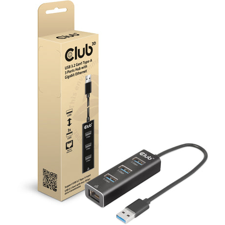 Club 3D USB-A 3.2 Gen1, hub 3 ports avec station d'accueil Gigabit Ethernet (noir)