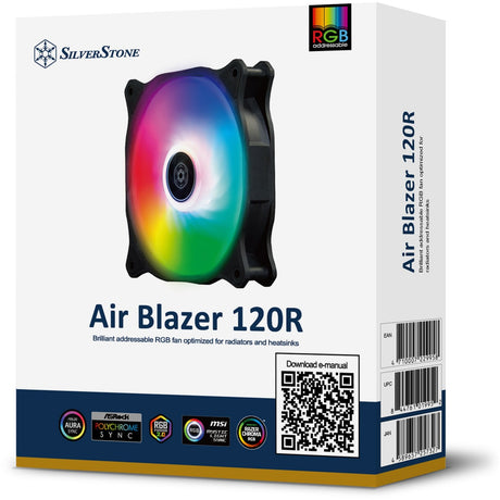Silverstone Air Blazer 120r RVB Ventilateur de boîtier (Noir, 120 x 25 x 120 mm, PWM)