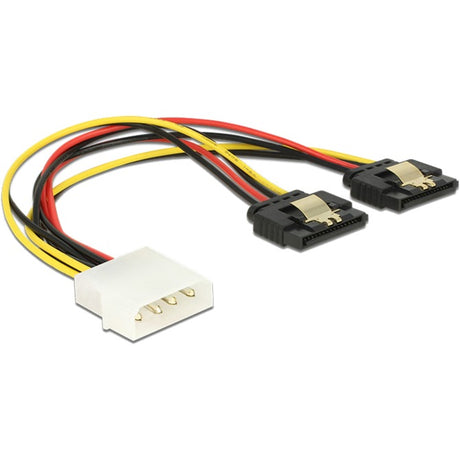 Delock power molex 4 broches mâle > 2 x câble répartiteur SATA 15 broches (noir rouge, 0,2 mètre)