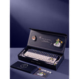 Clavier de jeu mécanique Iqunix F97 Starry Tryst RGB (bleu foncé, disposition américaine (QWERTY), rose silencieuse Iqunix, 96 %, LED RVB, remplaçables à chaud, PBT, 2,4 GHz | Bluetooth 5.1 | USB-C)