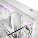 Boîtier tour midi Xyz PC Gear Tesseract A-RGB (blanc | 2x USB-A | 1x USB-C | RVB | Verre trempé)