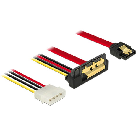 Delock prise d'alimentation sata 7 broches + molex 4 broches > adaptateur sata 22 broches à angle droit (noir rouge)