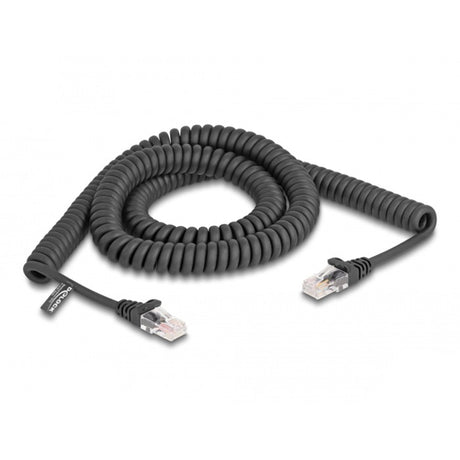 Delock câble spiralé rj-45 mâle vers mâle cat.5e (noir, 3 mètres)