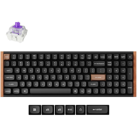 Clavier mécanique Keychron k4 he-f1 édition spéciale (noir, disposition américaine (qwerty), nébuleuse magnétique à double rail Gateron, 96 %, touches osa double-shot, échange à chaud, Bluetooth | USB-C | 2,4 GHz)