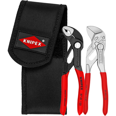 Jeu de mini-pinces Knipex dans une ceinture à outils (rouge noir)