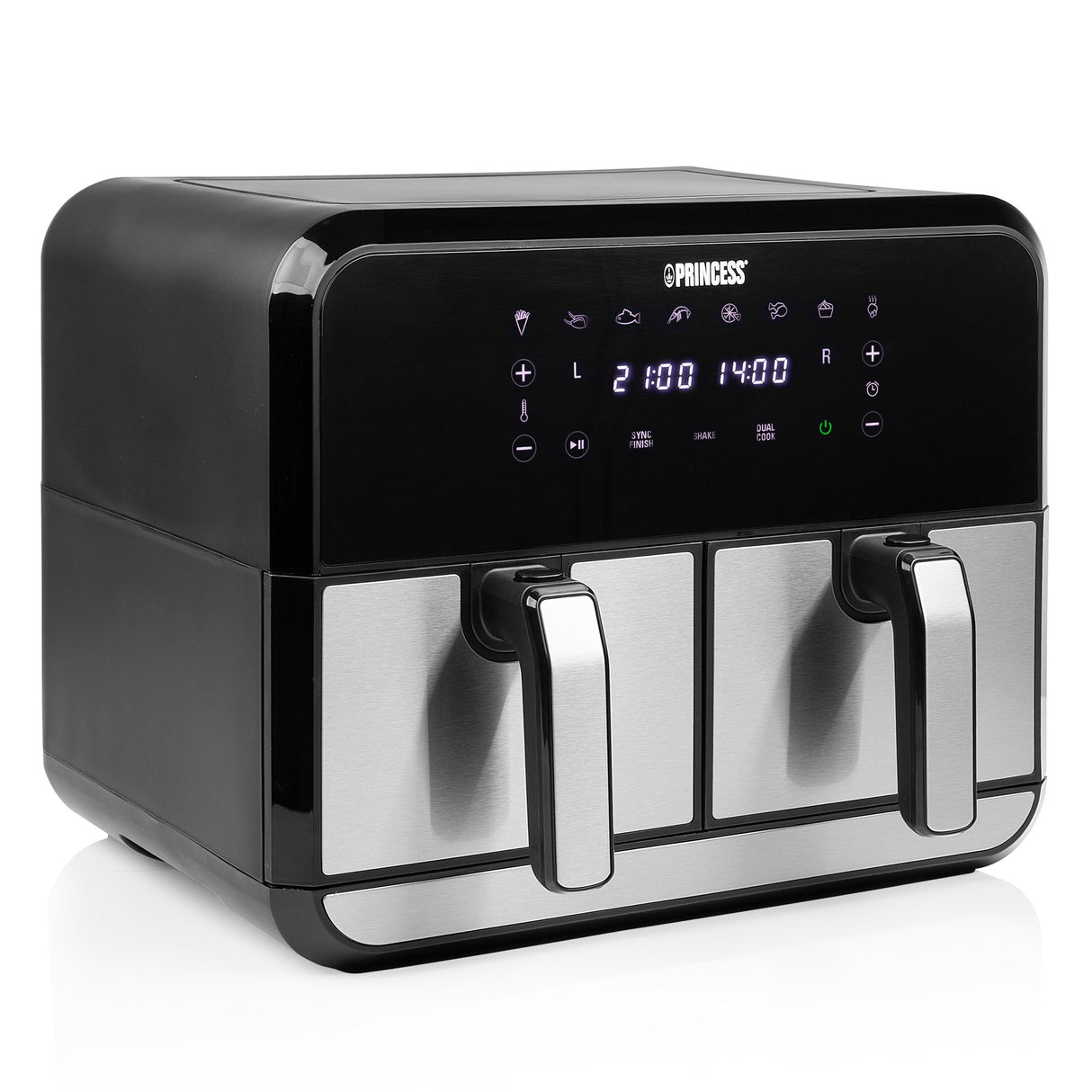 Friteuse à air chaud Princess double panier Aerofryer (noir, 2x 4 litres)