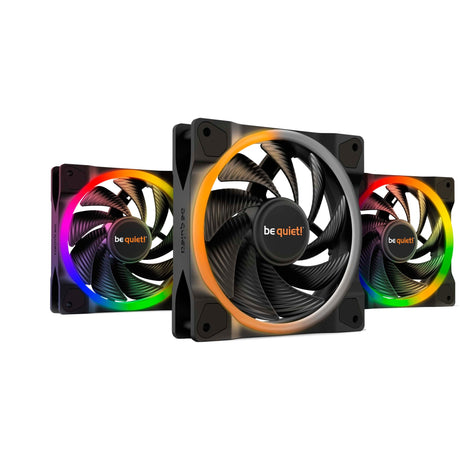 Soyez silencieux! Light Wings PWM Ventilateurs de boîtier RVB haute vitesse (noir, 3 pièces, 120 x 120 x 25 mm)