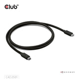 Câble certifié Club 3d Thunderbolt 5 8k240hz (noir, données 80 120 gbps, epr 240 watts, 1 mètre)